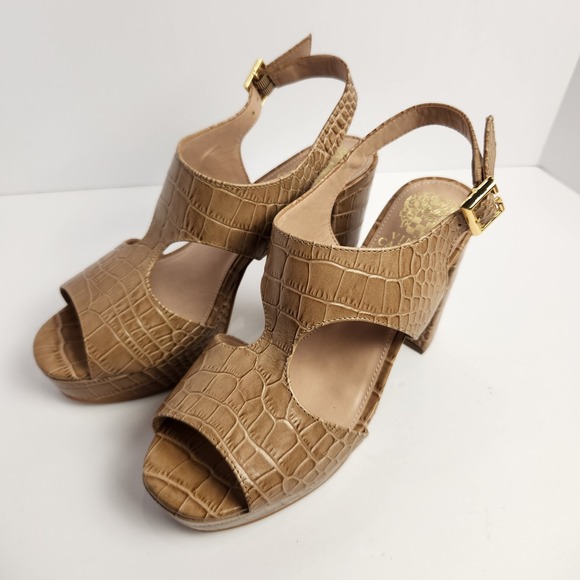 Vince Camuto Women's Pendry Platform High Heel Dressy Sandals Tan Size 7.5M - Picture 1 of 7